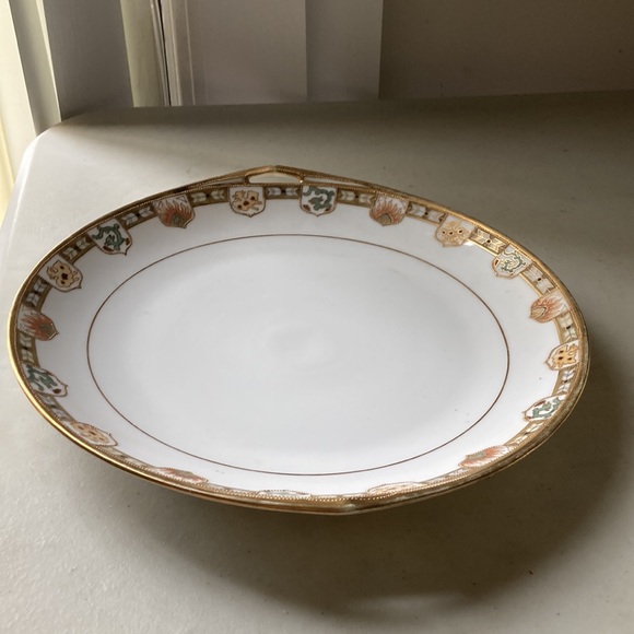 Antique Original RC Hand Painted Nippon Plate with Handles Gold W/Crest Design - Picture 8 of 15